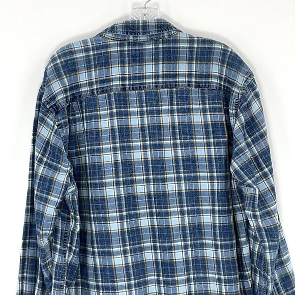 Orvis Shirt Men Large Blue Plaid Button Up 100% Cotton Long Sleeve Active Fit - Picture 7 of 15
